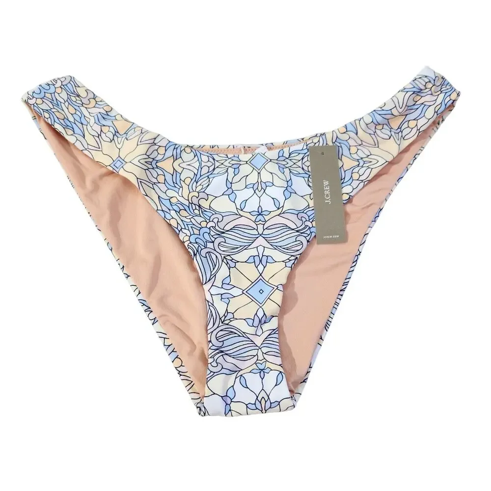 J. Crew Curved-waist Cheeky Bikini Bottom Kaleidoscope New W Tags Women's Size M